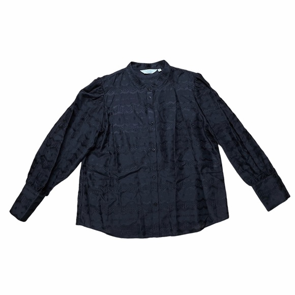 & Other Stories Black Jacquard Button Up Top - 10 - Picture 2 of 13